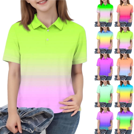 Piuwrlz T-Shirt Boy and Girls Solid Color Cotton Undershirt Short Sleeve Top Green Size 11-12Years
