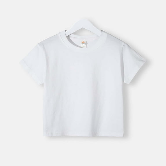 Piuwrlz T-Shirt Boy and Girls Solid Color Cotton Undershirt Short Sleeve Top White Size 2-3Years