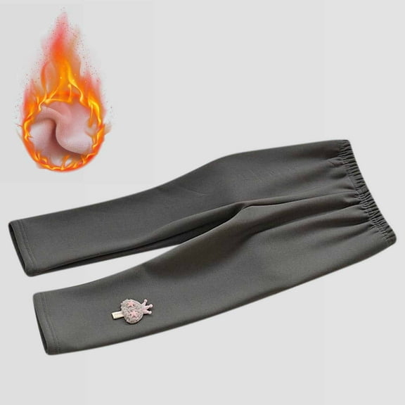 Piuwrlz Thickened Tight Pants for Girls Solid Color Plush Elasticity Single Piece Leggings Gray Size 3-4 Years