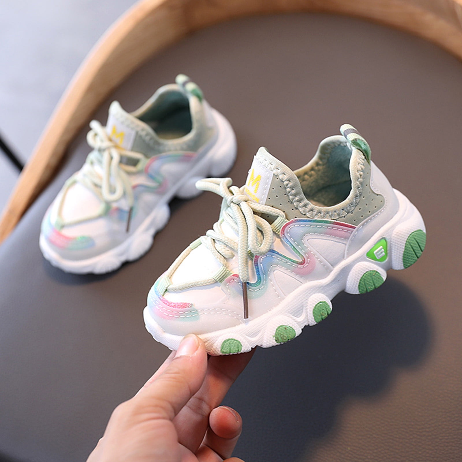 piuwrlz Toddler Sneakers for Girls Cotton Sneakers Green Size 26
