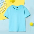 thumbnail image 1 of piuwrlz Top Shirt for Girls Solid Color Tops Cotton Undershirt T Shirt Short Sleeve Kids Blue Size 10 Years, 1 of 3