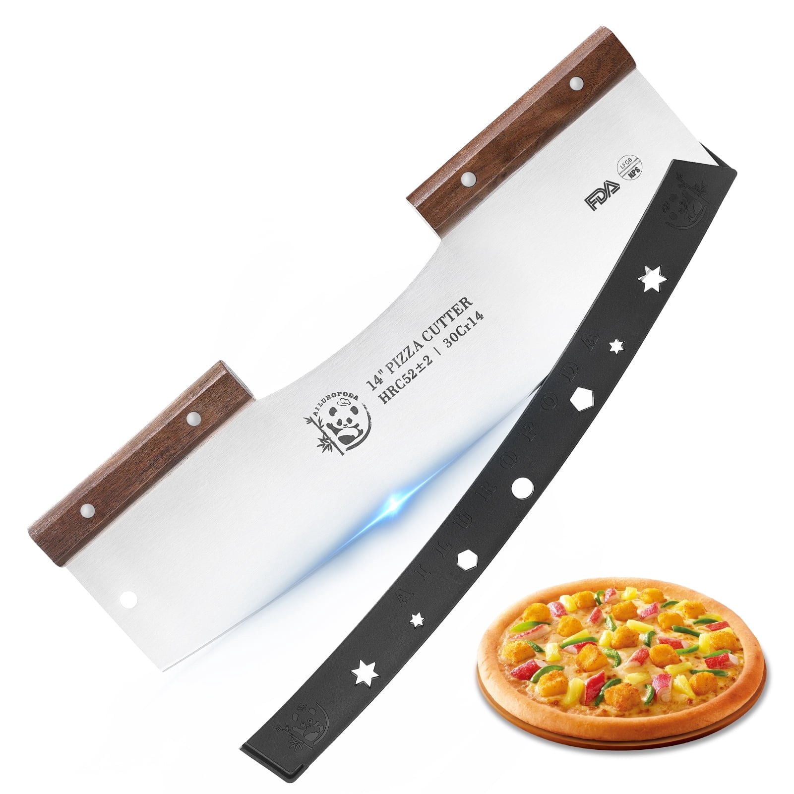 Pizza Cutter Rocker Small AILUROPODA 14-Inch Pizza Cutter Rocker with Walnut Handles and ...
