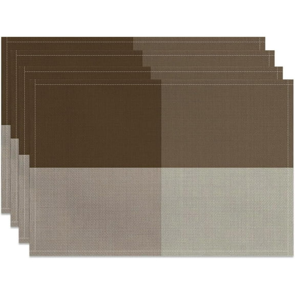 placemats Set of 4 - Washable Durable PVC Vinyl placemats，Woven Table mats (Square Coffee)