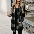 thumbnail image 1 of plaid shirt women long Women's Flannel Plaid Shacket Jackets 2023 Fall Lapel Button Down Coats Shirts 2023 Long Sleeve Shackets Tops fleece shacket, 1 of 6