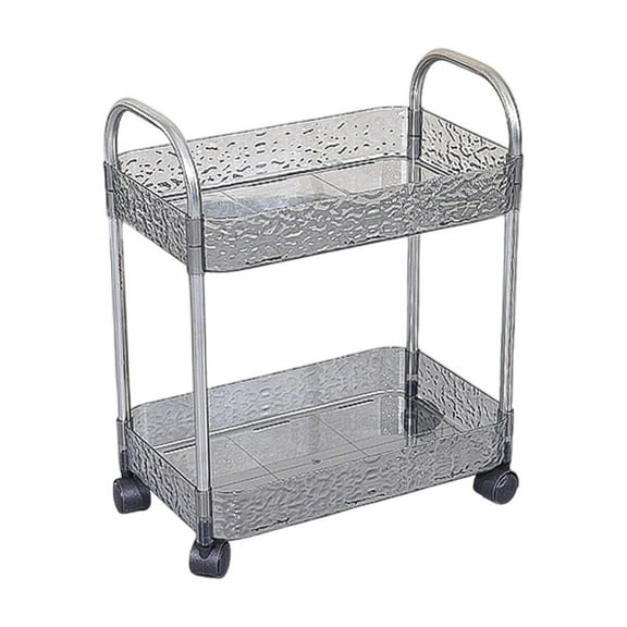Storage Shelf 2-Tier Rolling Storage Shelf Transparent Plastic Organizer Cart with Wheels for Kitchen Bathroom Living Room Multi-Purpose Storage Cabinet Rolling Cart