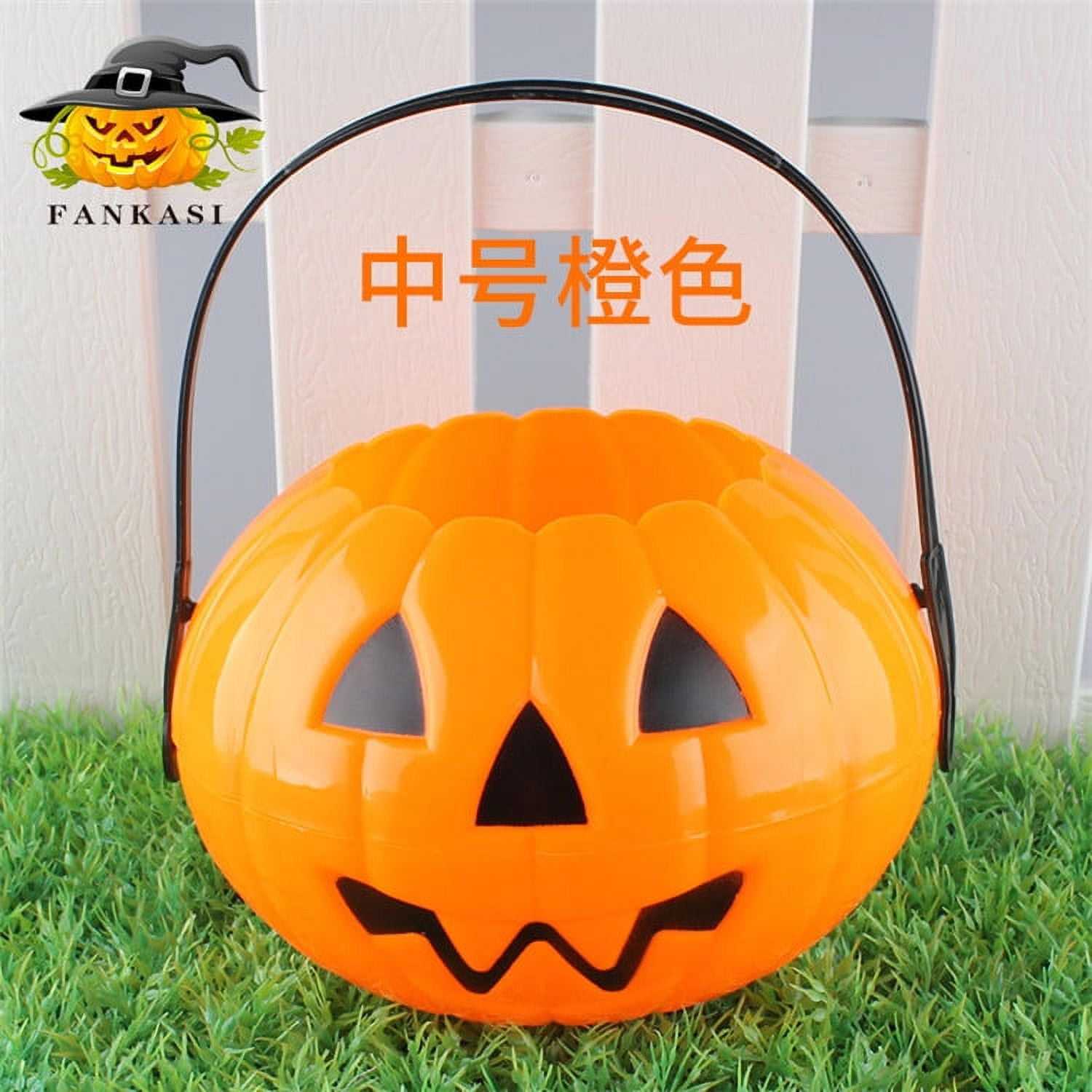 plastic pumpkin bucket Plastic Handheld Candy Holder Halloween Pumpkin