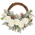 thumbnail image 1 of plastic spring wreath Plastic Spring Wreath with Artificial Flowers and Leaves, Fake Wreath for Home Decor Front Door Wall Garden Indoor Outdoor Seasonal Decoration artificial spring wreath, 1 of 7