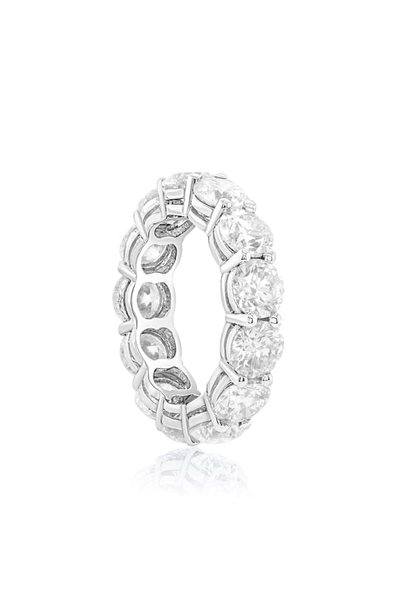 Platinum Share Prong Eternity Band Features Round Brilliant Cut Diamonds,Weighing 7.05 Cts Total.
