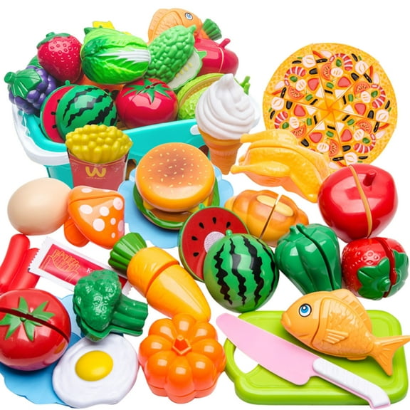 play food toys for kids kitchen set playset accessories peel cut toy food fruits and vegetables toys christmas birthday gift for toddlers girls boys kids storage 30 cm