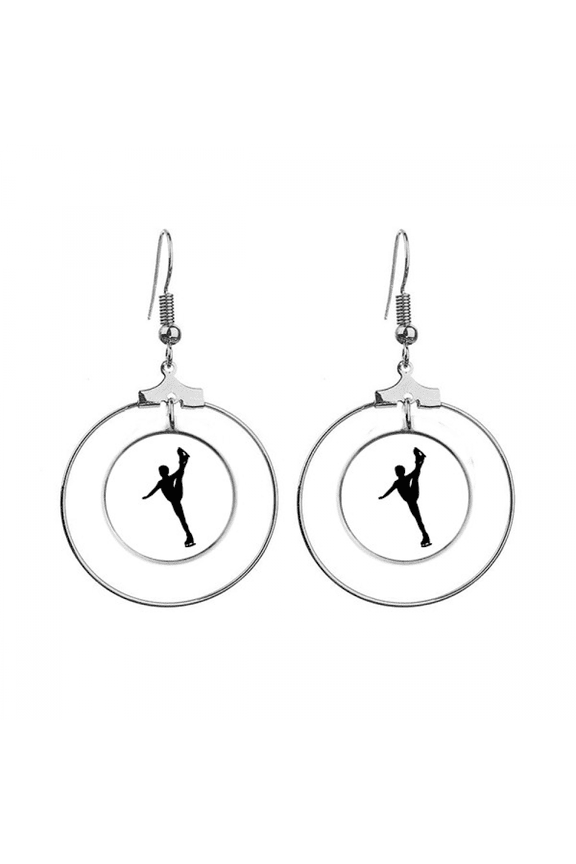 player sports physical education skating earrings dangle hoop jewelry drop circle