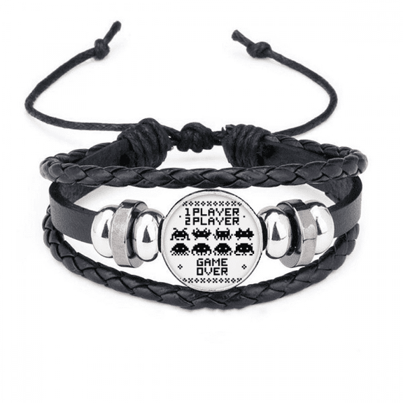 players game over little monster bracelet braided leather woven wristband