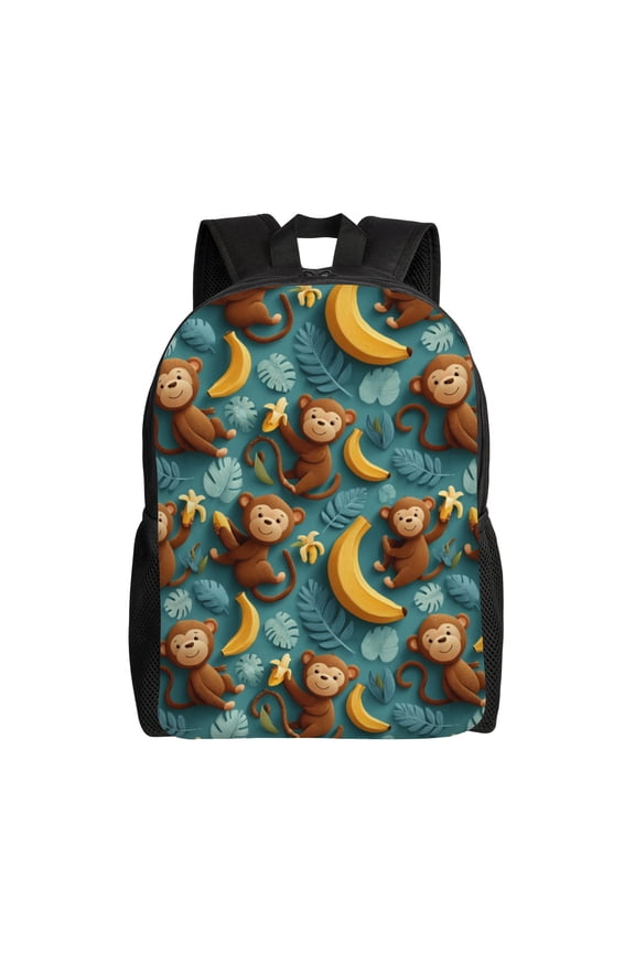 playful monkeys Backpack with 15 Inch Laptop Compartment,Water-Resistant Daypack, Large Capacity Backpack with Adjustable Breathable Shoulder Straps for Daily Use Travel Gym