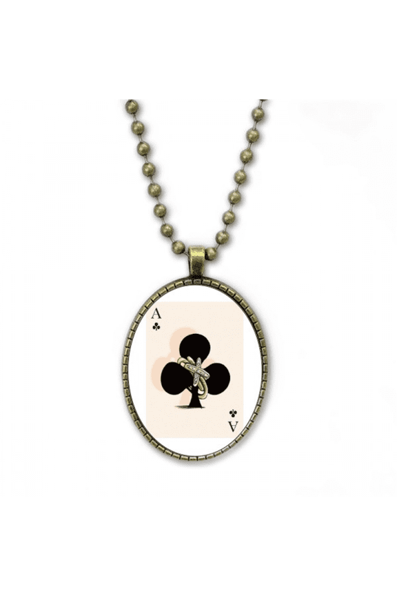 playing cards club a pattern necklace vintage chain bead pendant jewelry collection