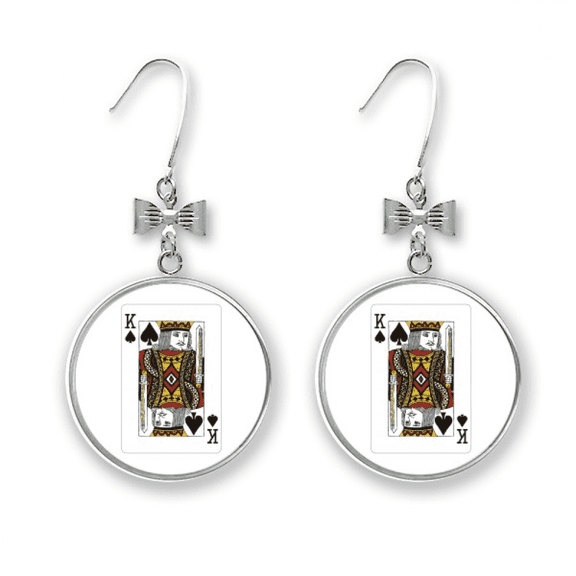 playing cards spade k pattern bow earrings drop stud pierced hook