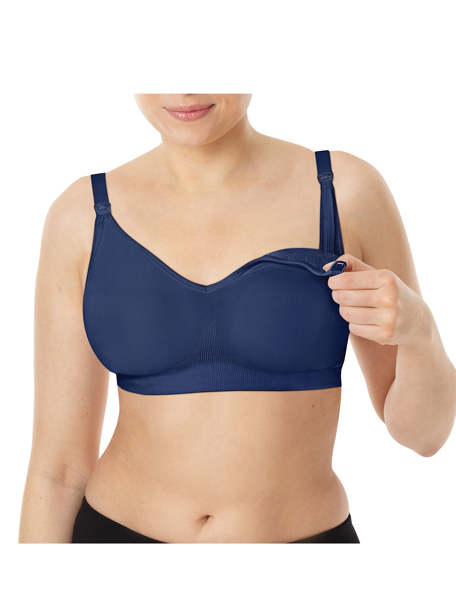 playtex women's maternity nursing seamless wirefree full coverage bra #4956, in the navy, large