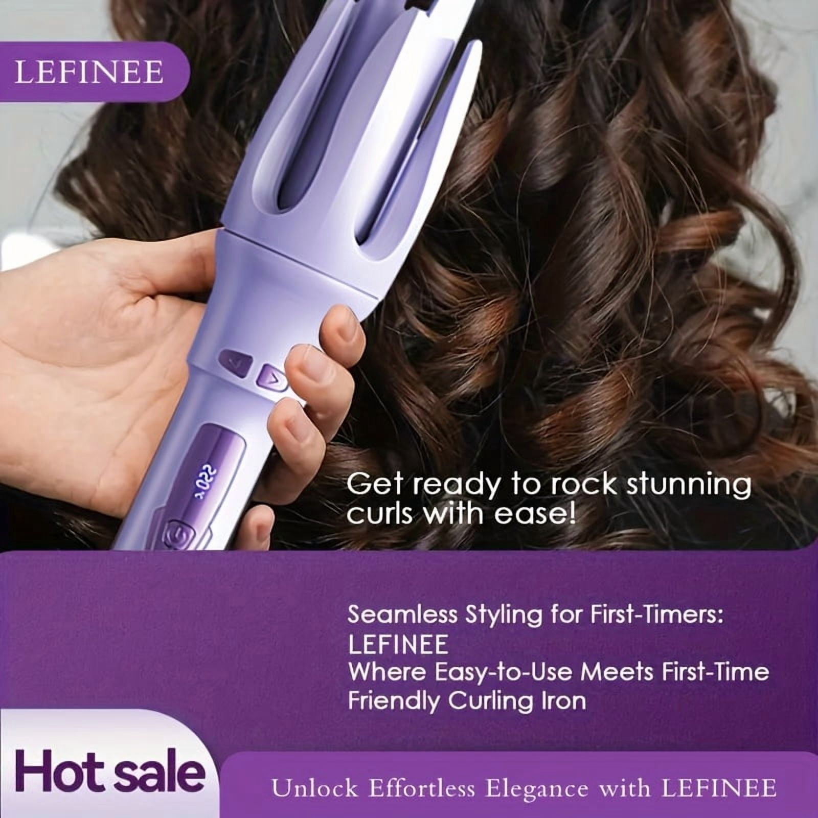plug-in curling iron, automatic curling iron, birthday gift for women, rotating curling iron, care gift, suitable for mother, purple