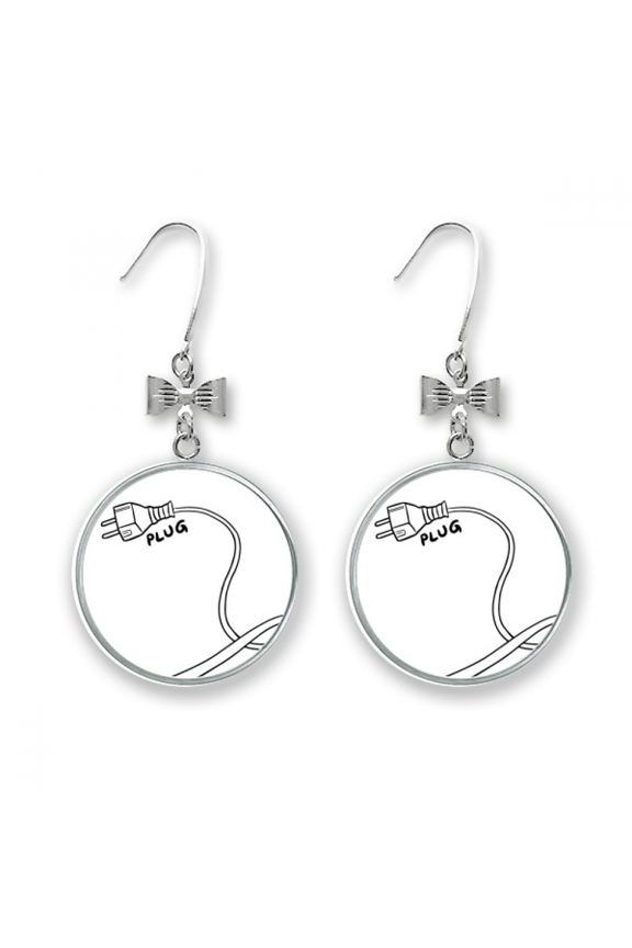 plug line hand-drawing paint bow earrings drop stud pierced hook