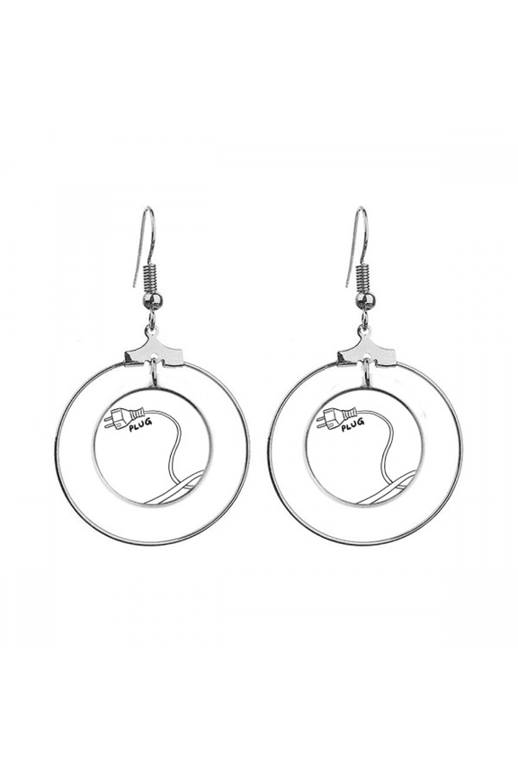 plug line hand-drawing paint earrings dangle hoop jewelry drop circle