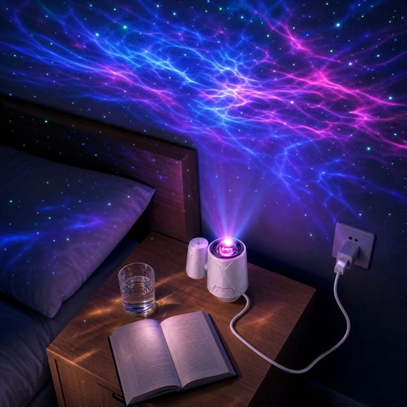 plug and play hd star star projector for bedroom, 10.63*2.36 In USB Galaxy Night Light Projector, Flexible Gooseneck Design, LED Projection Lamp for Ceiling Wall Home Decor