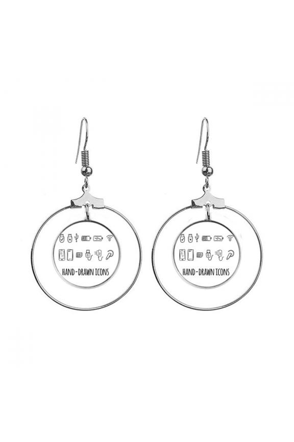 plug socket charging cable pattern earrings dangle hoop jewelry drop circle