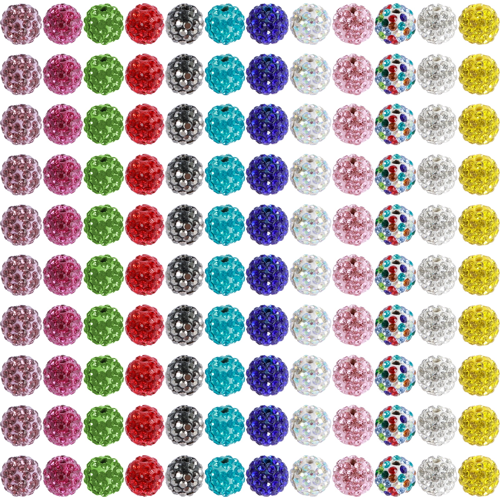 pluokvzr 240pcs 12 Colors 10mm Rhinestone Beads Sparkly Clay Disco Ball