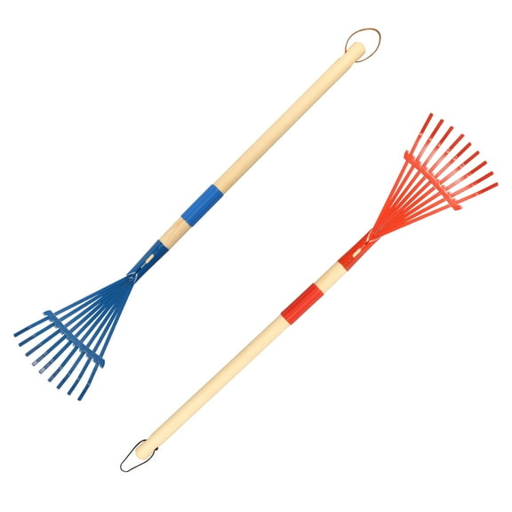 pluokvzr 2pcs Kids Rakes with Detachable Wood Handles Child Size Lawn Rake for Gardening Fun Toddler Rake Multipurpose Kids Leaf Rake Garden Tools Gifts for Boys and Girls