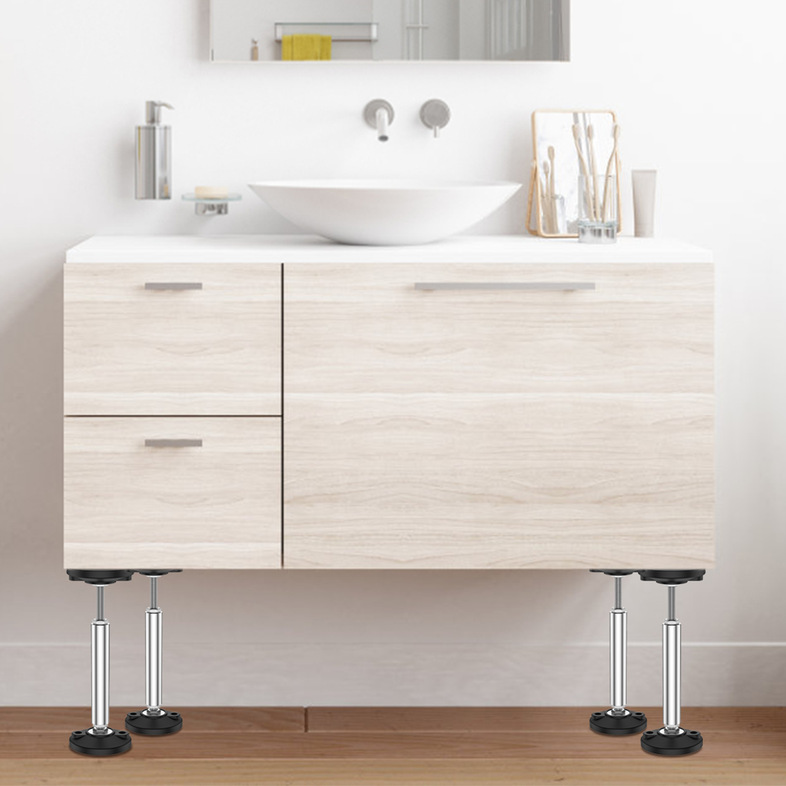 pluokvzr 2pcs Telescopic Support Rods Stainless Steel Cabinet ...