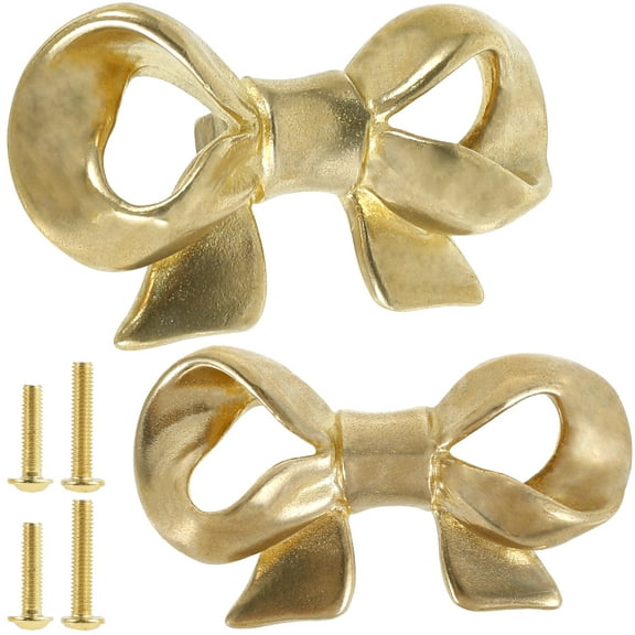 pluokvzr Bow Drawer Knobs Brass Bow Cabinet Knob Beautiful Bow Drawer Pulls Elegant Bow Cabinet Pulls Wear Resistant Bow Cabinet Handle Compact Bow Furniture Knobs for Home Dresser Wardrobe