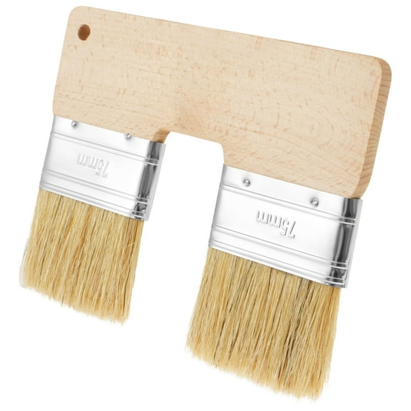 pluokvzr Double Paint Brush U Shaped Double Color Brush Reusable Double Head Painting Brush with Wood Handle Double Color Brush 7.68 Inch Wall Paint Double Brush for Painting