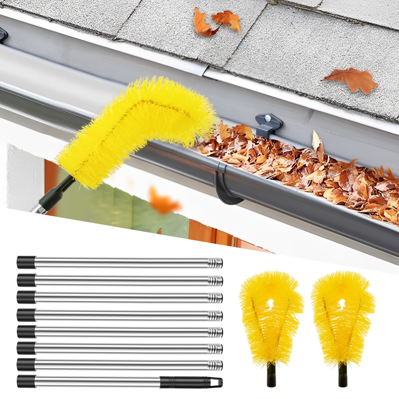 pluokvzr Gutter Cleaning Brush Telescopic Gutter Cleaner Enduring ... - Gutter Cleaning Brushes
