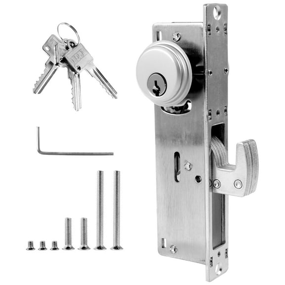 pluokvzr Storefront Door Lock Solid Zinc Alloy Commercial Mortise Lock with Double Cylinder Multipurpose Storefront Mortice Hook Double Cylinder Deadbolt Lock Set for Store Office Main Entrance