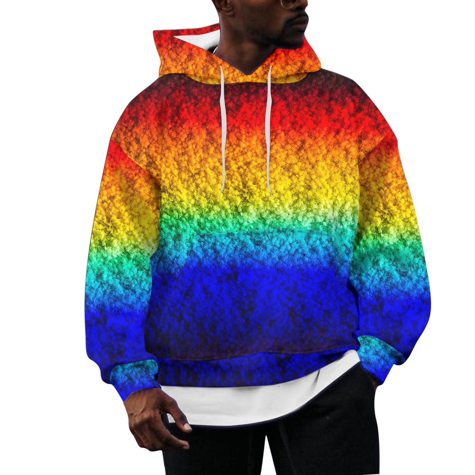 plus Size Hoodies for Men Male Casual Tie Dyed Print Hoodies