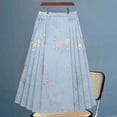 thumbnail image 1 of plus Size Pleated Skirt Sewing Pattern Cover up Skirt Long Women's Fashion New Chinese Light National Style Skirt Spring Retro Zen Horse Face Skirt Blue Pleated Skirt Skirt, 1 of 6