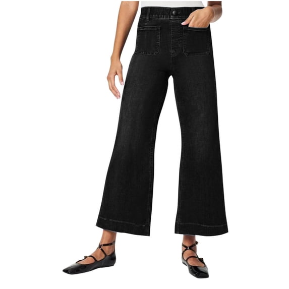 plus size Wide Leg jeans for Women Trendy High Waisted Stretchy casual loose Denim Pants Baggy Trouser with Pockets,Black,XL