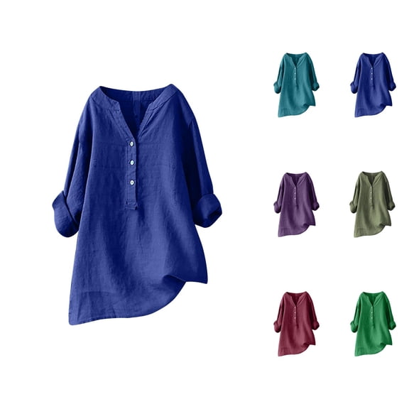 plus size blouse chiffon blouses for women fall blouses women long sleeve Loose Button Down Blouse Tops Stand Solid Sleeve Long Casual Women Shirt Blouse