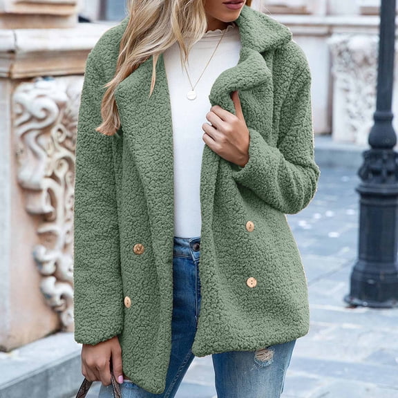plus size jackets for women,Green Women's Fashion Winter Coats Sherpa Fleece Faux Fur Shearling Oversized Trendy Jackets Warm Outerwear Clothing