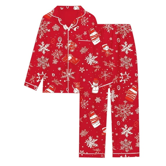 plus size split short pajamas for curvy women 3X-5X relaxed fit Printed Women's Long Sleeved Pajamas Pajamas