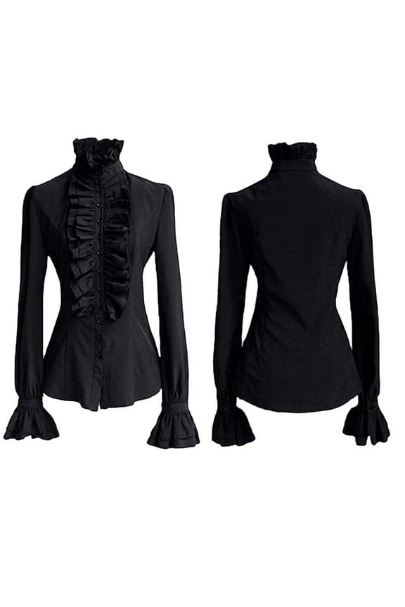 plus size womens clothing plus size womens tops Women Lace Up Solid Long Sleeve Ruffled Tie Shirt Top Blouse