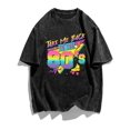 thumbnail image 1 of plus size womens retro washed short sleeve t shirt with back to the 80s pattern, 1 of 8