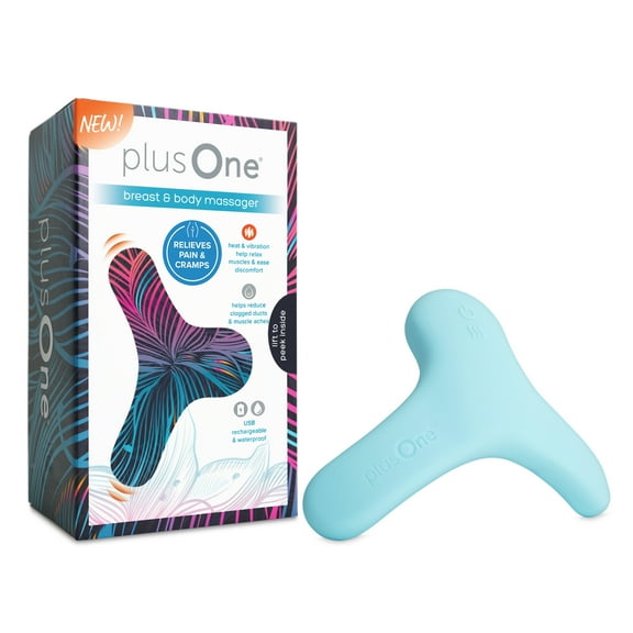 plusOne Breast+Body Warm Vibration Intimate Massager, Prevent Clogged Ducts, Menstrual Pain Relief