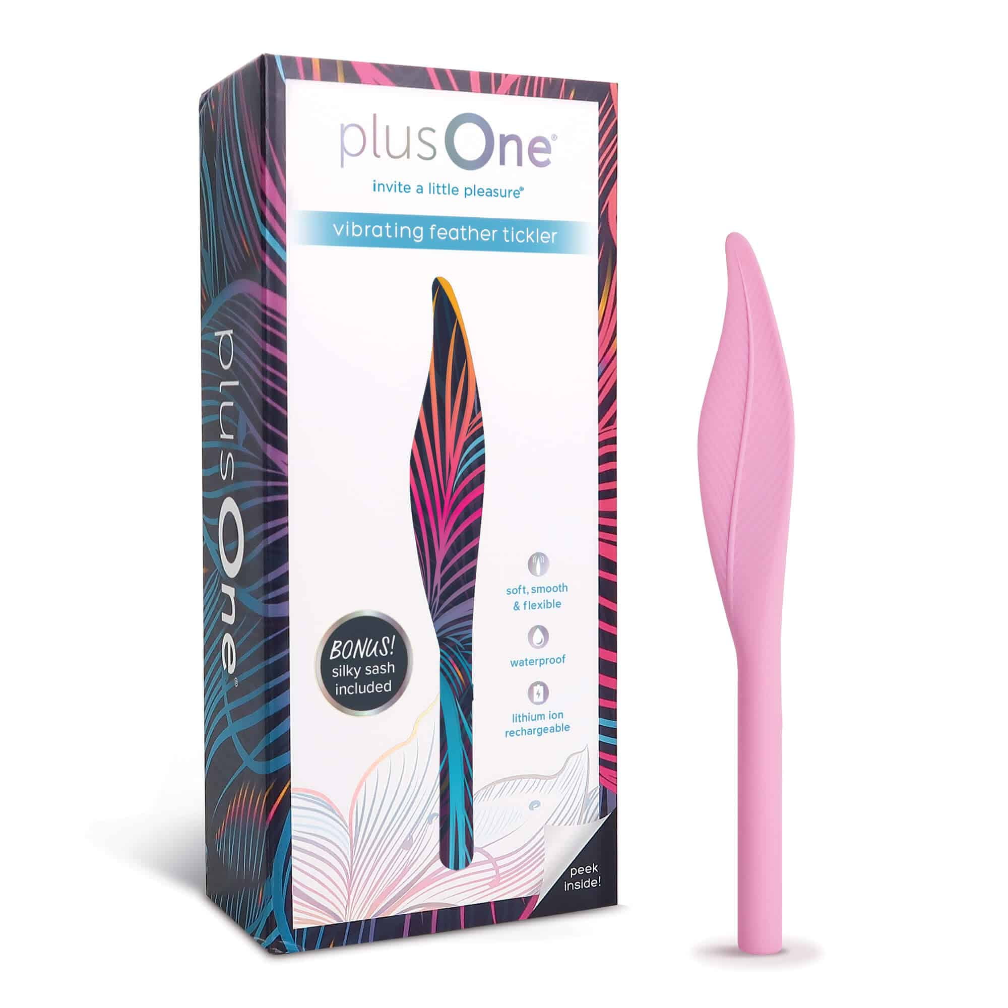 plusOne Vibrating Feather Soft Touch Tickler, 5&nbsp;Vibration  Settings,&nbsp;Waterproof