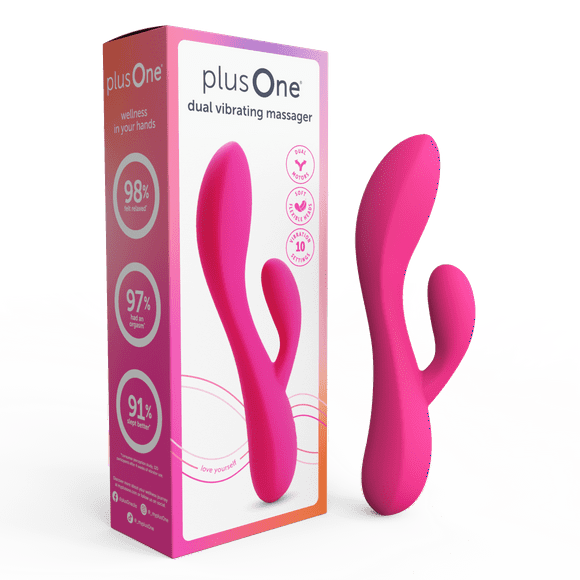plusOne Dual Rabbit Vibrator, High-quality Silicone, Pink