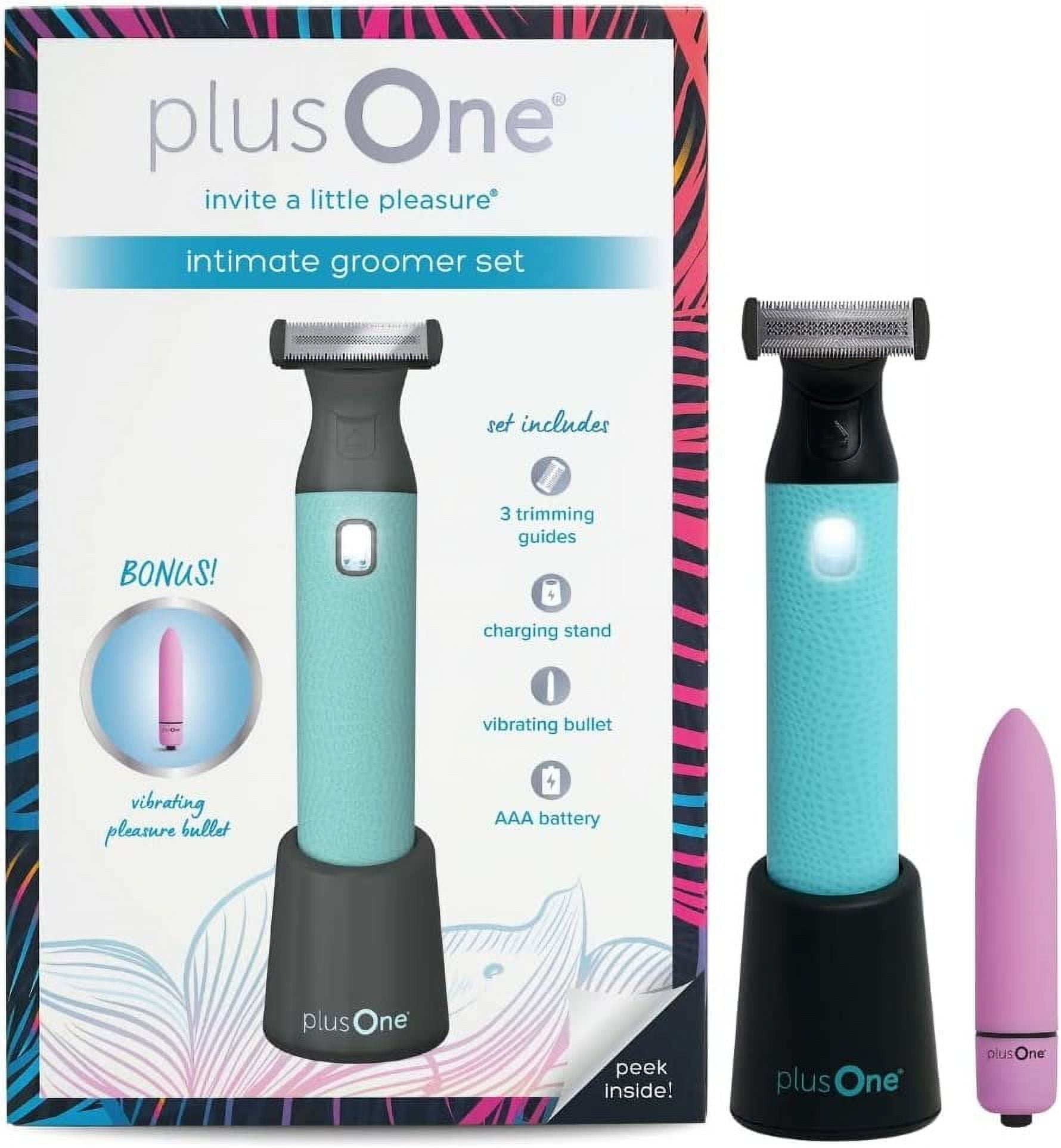 plusOne Intimate Groomer Set Includes Body Hair Trimmer and Mini Travel Personal Massager Bullet