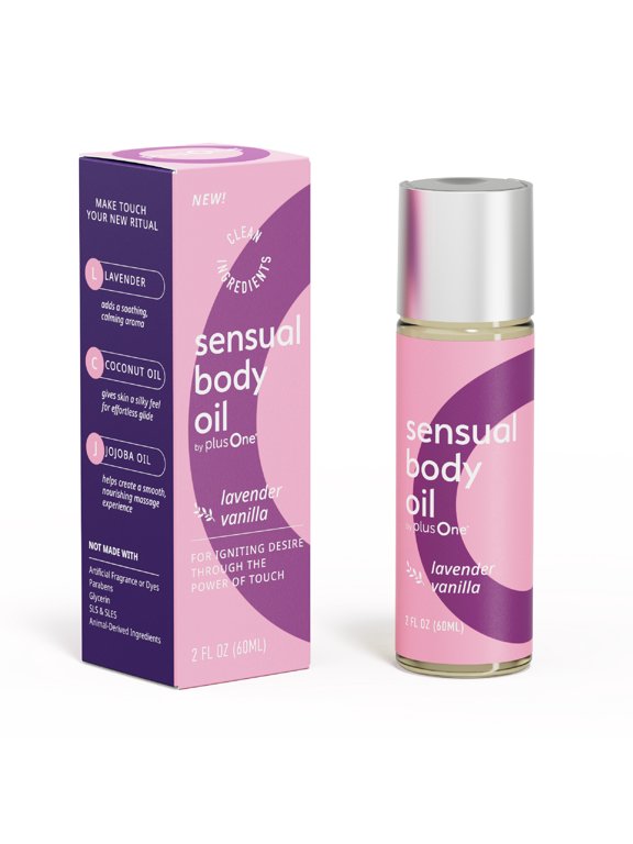 Sensual Body Oil Lavender Vanilla Massage & Intimate Oil Plant-Based Blend with Coconut, Jojoba & Sweet Almond Oil Vegan & Cruelty-Free 2 fl oz