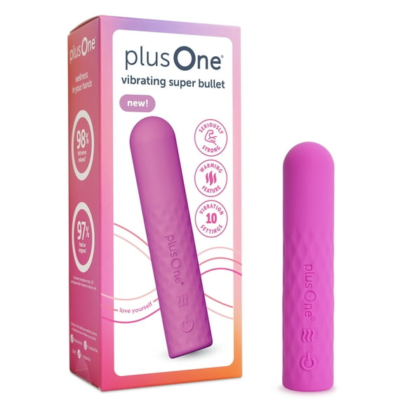 plusOne SUPER Bullet Vibrator with Warming Heat Setting, 10 Vibration Settings, Waterproof