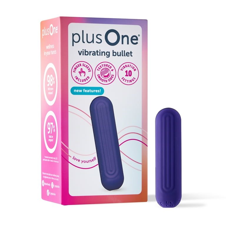 plusOne Vibrating Bullet Soft Touch Massager, 10 Vibration Settings, Waterproof
