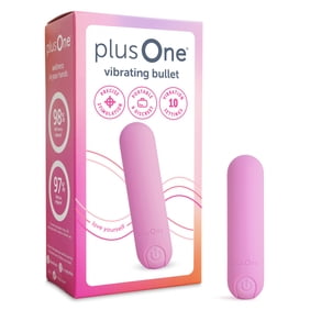 plusOne Vibrating Bullet Soft Touch Massager, Pink, 10 Vibration Settings, Waterproof