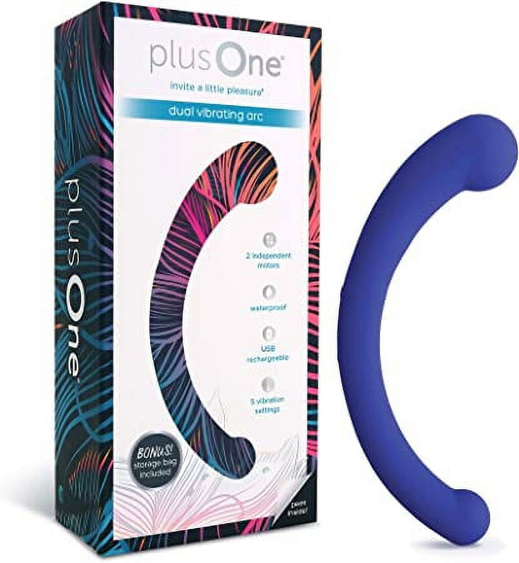 plusOne Vibrating Dual Arc Massager, 10 Vibration Settings, Waterproof