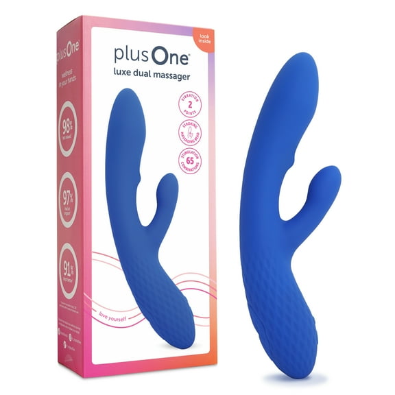 plusOne Vibrating Dual Luxe Rabbit, Stroking Bead, 10 Vibration Settings, Waterproof