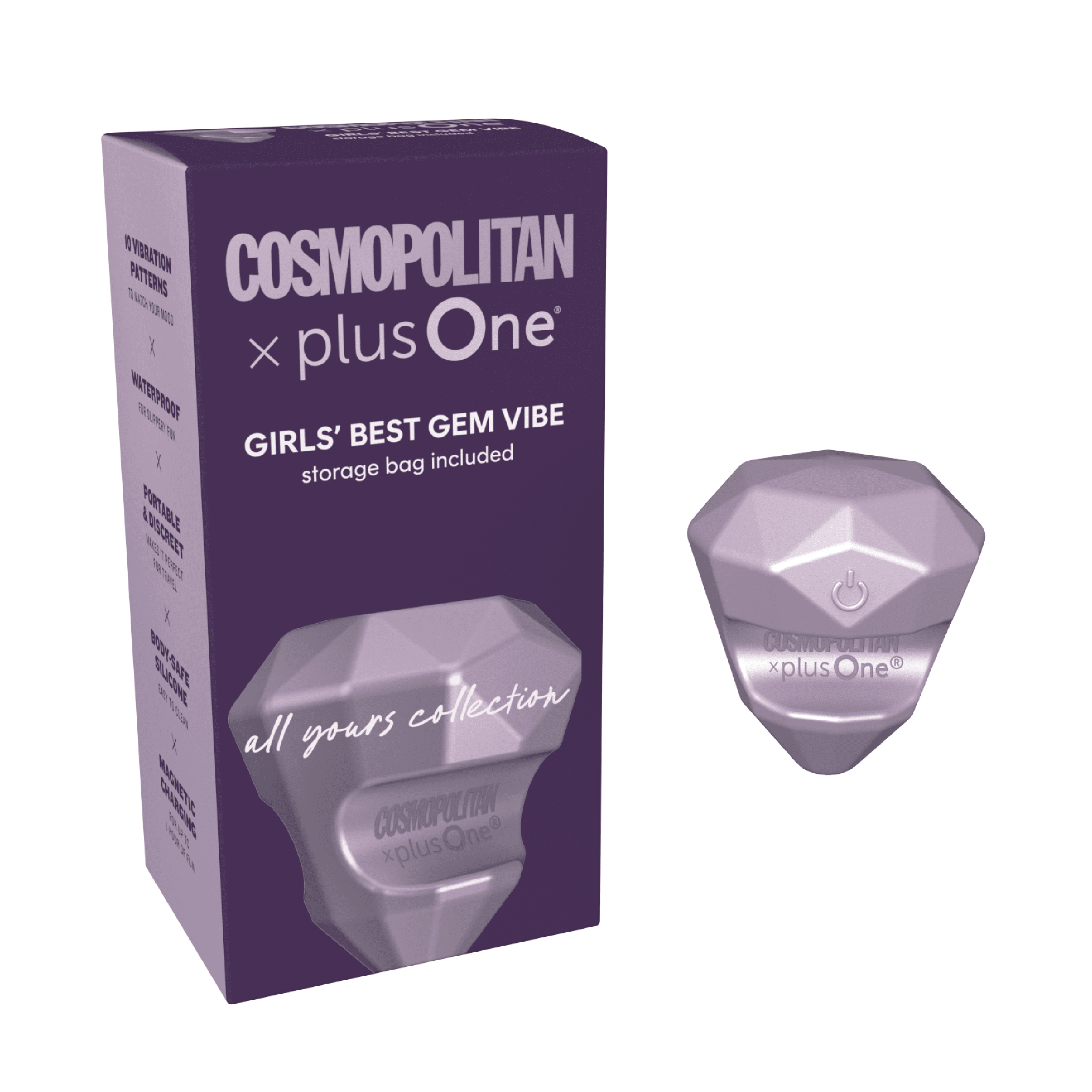 Cosmopolitan X plusOne Girls' Best Gem Vibrator with Magnetic Charging and Storage Bag, Lavender